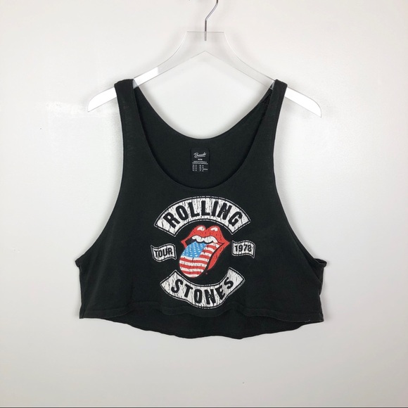 Bravado Tops - Bravado Rolling Stones Crop Top Tank Black Medium